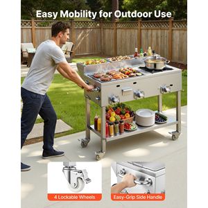 Piastra a Gas Propano Commerciale da Esterno con 3 Bruciatori (11.600 BTU Ciascuno) in Acciaio Inossidabile, per Vaschette Gastronorm da 1/3, Attrezzatura da Cucina Portatile - Product Image 5