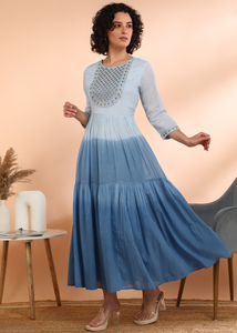 Robe midi évasée brodée 100 % coton pour femme, séchage rapide, idéale pour l'été, les fêtes, le style de vie moderne et le quotidien - Product Image 4