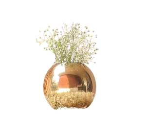 Juego de 3 jarrones de aluminio dorado con forma de flor para sala de estar, soportes decorativos para flores, diseño clásico, centros de mesa para bodas. - Product Image 2