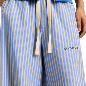 Pantalon décontracté pour homme à rayures, coupe décontractée, taille élastique avec cordon de serrage, jambe droite, avec poches, personnalisable OEM, streetwear d'été - Product Image 3