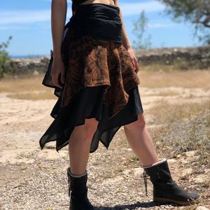 Falda Pixie en Capas |   Falda Asimétrica de Estilo Boho con Volantes |   Ropa Gitana para el Festival de las Hadas |   Falda Maxi Bohemia Élfica para Mujer - Product Image 4