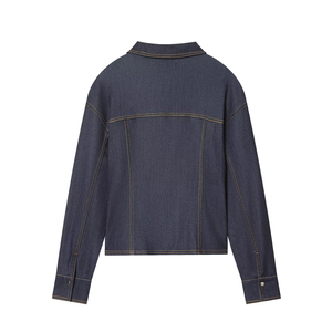 Chaqueta Vaquera Tejida con Botones para Mujer, Transpirable, Clásica, Informal, Mezcla de Algodón, Moda Moderna, Proveedor Mayorista Personalizado OEM ODM - Product Image 3