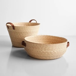 2025 [HOT - DEAL] -Panier à linge en feuille de palmier/Panier de taille personnalisée Pas cher Vietnam Panier en feuille de palmier avec doublure en tissu - Product Image 6