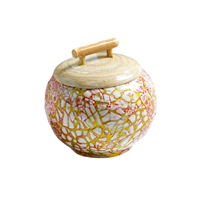 Pot en bambou laqué artisanal en coquille d'œuf avec couvercle, boîte de rangement ronde en mosaïque de coquillages pour bonbons, pour la décoration intérieure, vente en gros