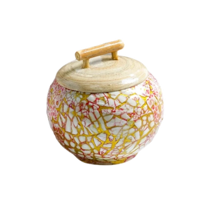 Tarro de bambú lacado con cáscara de huevo hecho a mano con tapa, caja redonda de mosaico de conchas para almacenamiento de dulces, para decoración del hogar, venta al por mayor. - Product Image 1