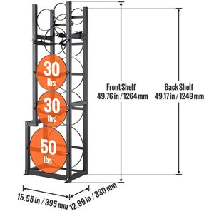Rack per Serbatoi di Refrigerante 15.55x12.99x49.8 pollici con 1 Serbatoio da 50 libbre, 2 Serbatoi da 30 libbre e 3 Supporti per Bombole Piccole - Product Image 5