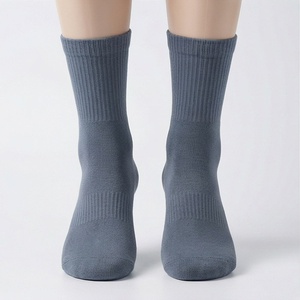 Crew Socks Solid Color 100% Cotton Breathable Knitted Regular Style for Adults Daily Wear Spring Season - Product Image 1