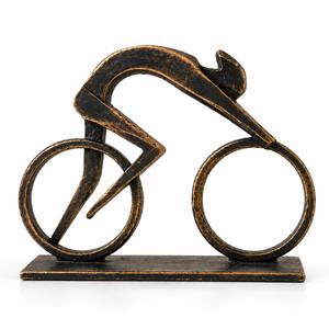 Sculpture d'artiste cycliste avec vélo |   Figurine décorative vieillie pour salon, bureau, étagère, table, décorations d'intérieur - Product Image 1