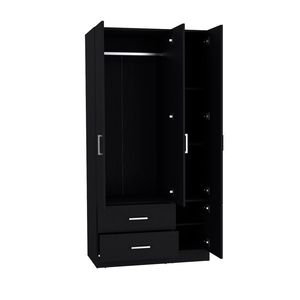 Crosby camera da letto nero quattro porte armadio elegante per la conservazione - Product Image 6