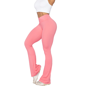 High Quality Womens Flare Leggings Lightweight Eco Friendly Mid Waisted Workout Wide Leg Flared Trousers <b>Athletic</b> Wear Gym - Product Image 1