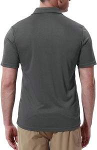 Polo de Color Gris Oscuro para Hombre, Manga Corta, Cierre de Botones, Tejido de Poliéster Transpirable, Estilo Casual para Golf - Product Image 4