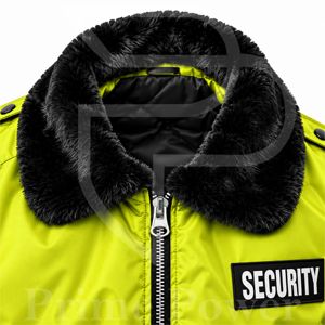 Chaqueta de uniforme de seguridad de invierno para guardias profesionales con cuello de piel cálido, ropa de trabajo resistente, proveedor OEM para fábrica - Product Image 4