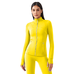 Conjunto Deportivo Personalizado para Mujer Talla Grande, Color Sólido, Transpirable, de Secado Rápido, Ligero, Amarillo, para Gimnasio, Fitness, Yoga, con Chaqueta con Cremallera - Product Image 6
