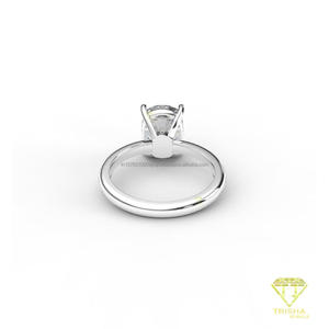Bague de fiançailles solitaire en diamant de laboratoire taille ovale en or blanc, classique à quatre griffes, pour femme - Product Image 3