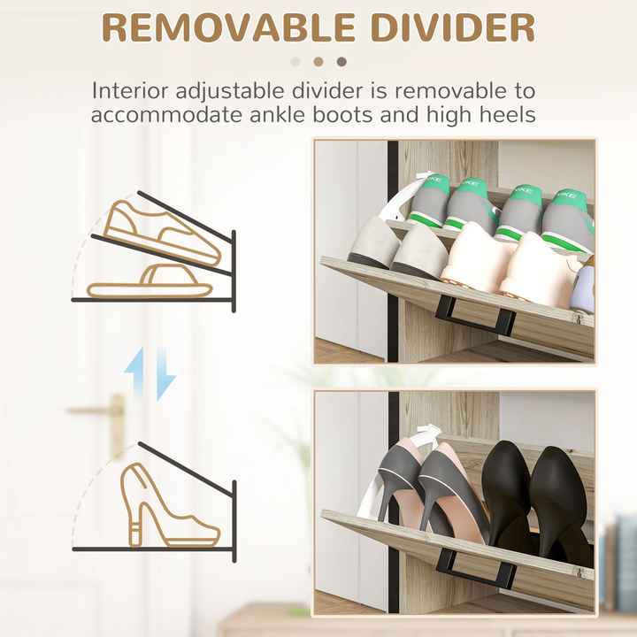 Walnut 3-Drawer Shoe Cabinet Flip-Top Storage Organizer for Shoe Racks