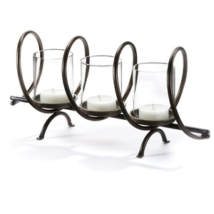 แท่นเทียนโลหะรูปทรงเกลียวพร้อมฝาปิดกันลมขาตรงสำหรับตกแต่งโต๊ะในบ้าน - Product Image 1