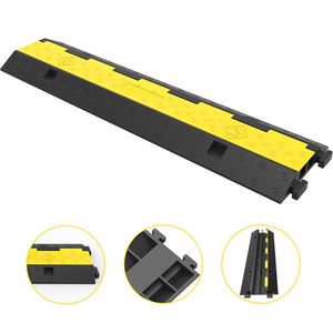 Set di 4 Rampa Protettiva in Gomma per Cavi, 2 Canali, Capacità di Carico 5.000 kg, Prodotto Modulare per Strade - Product Image 1