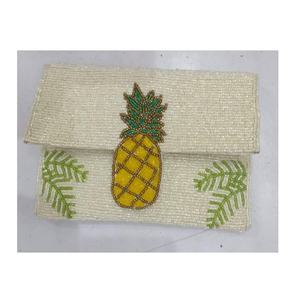 Beaded Pineapple Design Clutch <b>Coin</b> Purse with Top Zipper Closure Handmade Mini <b>Coin</b> Purse Women Savings <b>Bag</b> Cash Card & Makeup - Product Image 1