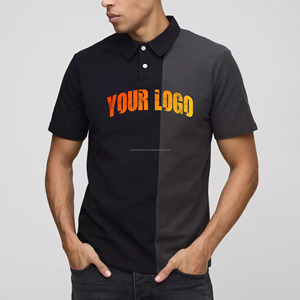 Chemise Homme Bicolore Noir et Gris à Manches Courtes en Coton Oxford Coupe Droite Décontractée avec Logo Imprimé sur le Devant Respirante Col Montant - Product Image 1