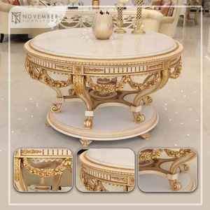 Handcrafted Solid Wood Coffee <b>Table</b> with Antique Gold Finish Traditional Movable Accent Furniture for Living Room Eco-Friendly - Product Image 2