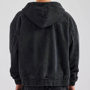 Chaqueta con Capucha de Mezclilla Vintage Personalizada OEM con Bolsillo Frontal, Sudadera con Capucha Extra Grande para Hombre, Abrigo Casual con Cierre para Hombre - Product Image 2