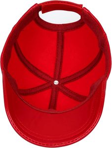 Gorra de Béisbol de Cuero PU Roja, 6 Paneles, Ajustada, Unisex, Casual, Color Sólido, Talla Adulto 58-60CM - Product Image 4