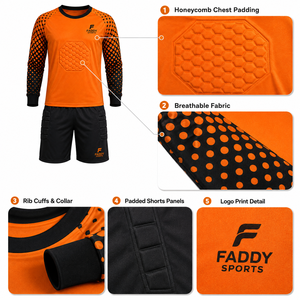 Ensembles d'uniformes de gardien de but de football professionnels rembourrés en gros – Maillot de gardien à manches longues et short – Tenue de sport de protection pour le football - Product Image 3