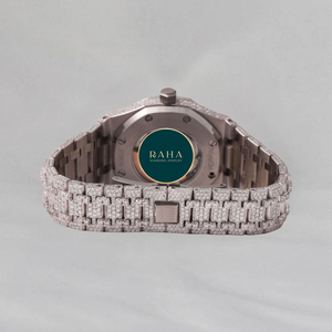 Montre mécanique automatique en acier inoxydable avec diamants Moissanite VVS, verre 3BAR, 41 mm, analogique, entièrement sertie de pierres, luxe, unisexe, fermoir papillon - Product Image 3