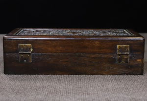 Coffre au trésor plat en bois sculpté à la main, boîte de rangement décorative vintage pour souvenirs, étui à bijoux en bois artisanal, vente en gros - Product Image 5