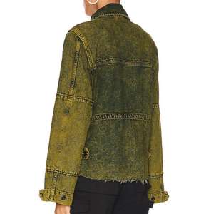 Vestes en jean slim pour femmes, denim uni lavé de haute qualité, vente chaude personnalisée - Product Image 2