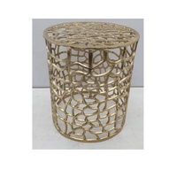 Table d'appoint ronde en aluminium goutte à goutte dorée Centre de table Support pour plante Table basse Salon Chevet Petit meuble Table en métal Artware