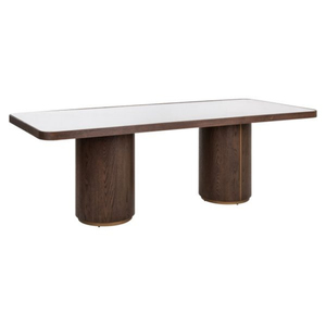 Table à manger rectangulaire moderne avec plateau en verre trempé et pieds en bois, 6 places, meubles pour la maison - Product Image 3