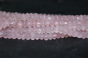 Cuentas de piedra natural de cuarzo rosa, forma de Rondelle tallada a mano lisa, 8-12mm, tamaño 17 pulgadas de longitud - Product Image 2