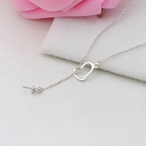 Collier en argent S925 européen et américain pour femmes, accessoires de bricolage avec support creux en perle, chaîne en forme de cœur, apprêts de bijoux - Product Image 3