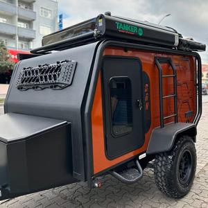 Compact Travel Trailer Camper Car Trailer Off Road Utility Trailer with Solar Shower Roof Rack <b>Ladder</b> Travel trailer - Product Image 1