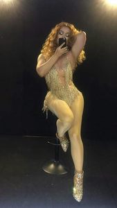 Leotardo con Flecos y Pedrería para Mujer, Traje Bordado para Baile, Discoteca, Fiesta, Actuación en Escenario, Body con Borlas, MOQ Bajo - Product Image 6