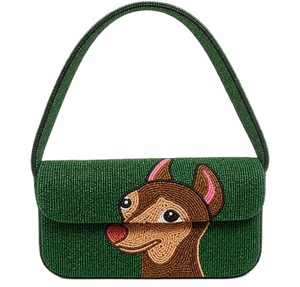 <b>Pink</b> Blue Seed Bead Storage Bag Cartoon Pattern Embroidered Shoulder Handbag Beaded Crossbody Evening Party Wedding <b>Purse</b> - Product Image 3