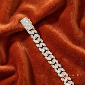 Gold Cuban Link Bracelet Moissanite Luxury Hip Hop Chain Bracelet For <b>Men</b> Women Fine Jewelry Fashion Style - Product Image 2