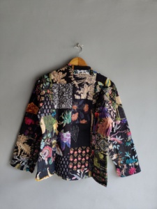 Quilted <b>Patchwork</b> <b>Jacket</b> Women's Mandarin Collar Full Sleeve Autumn Style Regular Length Printed Design Polyester Wadding gift - Product Image 6