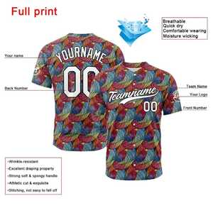 Camiseta de Béisbol Personalizada con Estampado Completo, Manga Corta, Cierre de Botones, Nombre del Equipo 00, Transpirable, Poliéster, Unisex, para Adultos - Product Image 3