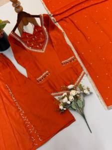 Conjunto de Salwar Kameez Azul de Algodón Bordado para Mujer, Traje Sharara con Dupatta, Largo hasta el Suelo, de Secado Rápido, para Fiestas, Bodas, Ropa Étnica - Product Image 4