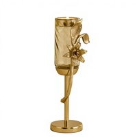 Support de bougie en laiton doré floral de luxe, sans plomb, fait main, écologique, pour bougies chauffe-plat, décoration de Pâques, de Noël et de la maison, art de table