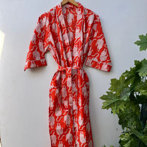 Robe kimono en coton imprimé bohème, élégante tenue de détente, robe de demoiselle d'honneur - Product Image 1