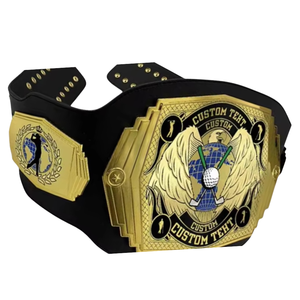 Ceinture de championnat personnalisable avec ailes dorées et texte personnalisé, ceinture de titre en cuir de qualité supérieure pour événements sportifs - Product Image 6