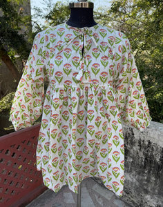 Robe tunique en coton imprimé décontractée à col rond pour femmes, robe courte élégante d'été - Product Image 2