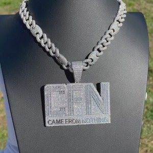 Pendentif CFN en Moissanite, Argent 925 Plaqué Rhodium, Micro-Incrustation, Breloque Thème Hiphop, Style Quotidien pour Homme - Product Image 1