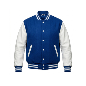 OEM Custom Varsity <b>Jacket</b> Manufacturer Durable Wool Body Varsity <b>Jacket</b> with Faux <b>Leather</b> Sleeve <b>Jacket</b> - Product Image 2