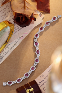 Stylish 925 Silver <b>Ruby</b> <b>Bracelet</b> With Oval Cut Lab grown Diamonds Classic Wedding Jewelry IGI Certified - Product Image 6