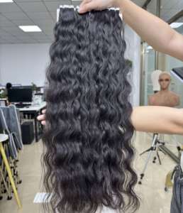 Usine Dernière Couleur Naturelle Bande Ins Extensions de Cheveux Humains Vierge Naturel Ondulé Bande Ins Cheveux Humains - Product Image 1