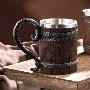 Chope à bière en bois de manguier 100% naturel et en acier, artisanale, tasse à bière, cadeau idéal pour les amateurs de bière - Product Image 2